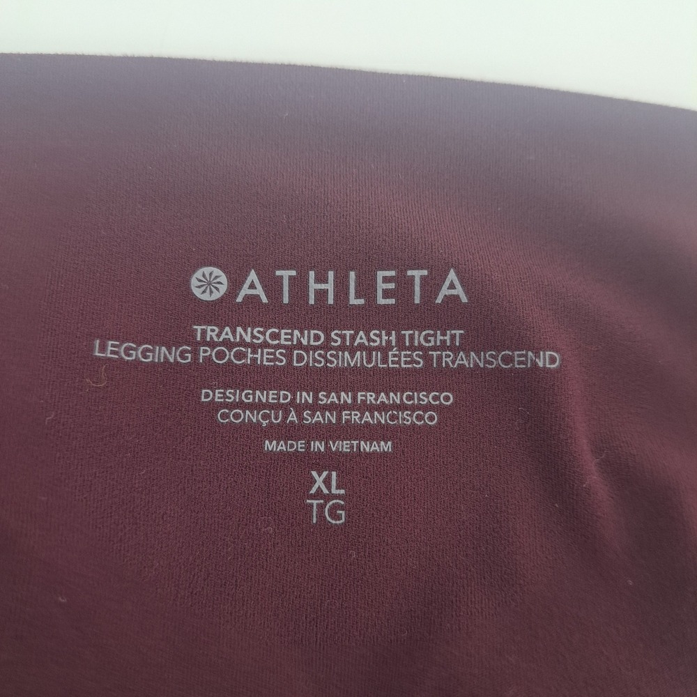 Athleta Transcend Stash Tight Leggings Maroon XL Yoga Athletic Gym Activewear